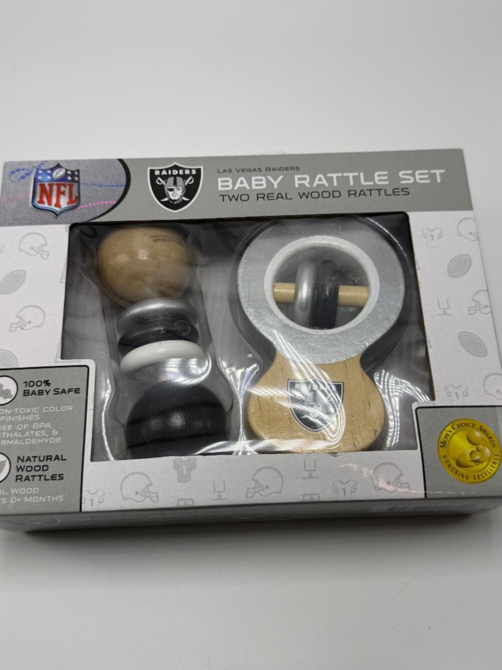NFL Raiders Baby Wooden Rattle Set